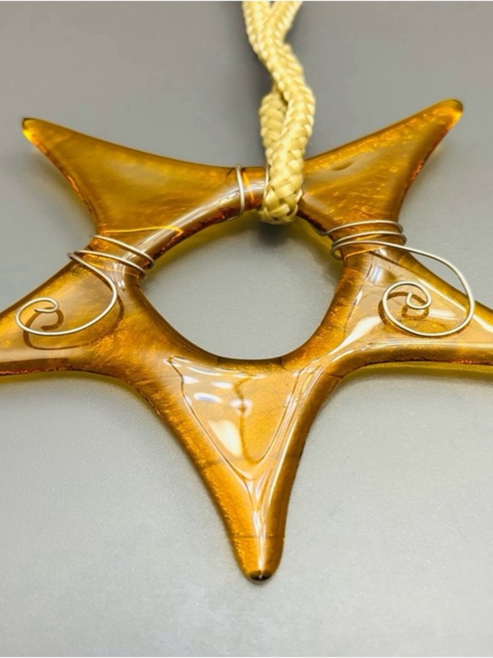 Handcrafted Gold Glass Starburst Pendant Necklace